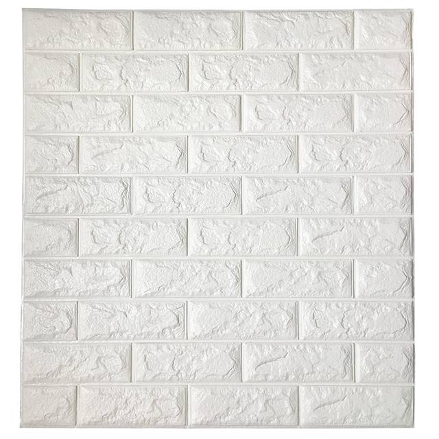 Adhesive 3d Wall Panels Peel White Foam Brick Wallpaper