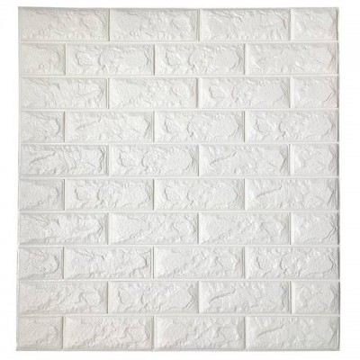 Adhesive 3d Wall Panels Peel White Foam Brick Wallpaper