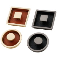 Zinc Alloy + Leather Mm Cabinets Dresser Drawer Pearl Black Brushed Brass Luxury Round Square Decorative Knobs Handles Pulls